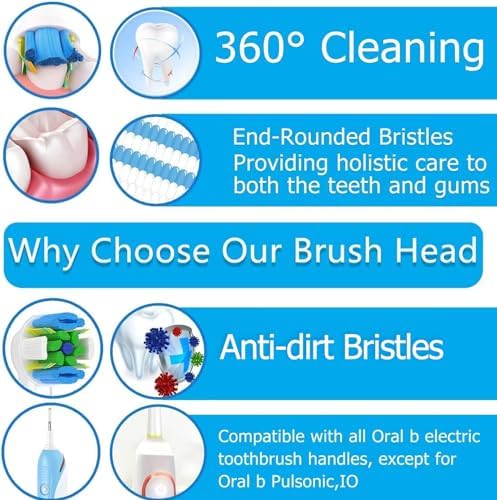 Schallcare Replacement Brush Heads Compatible with Oral B Braun Electric Toothbrush - Floss Toothbrush Head Fits for Oral B Pro 1000 Genius Smart