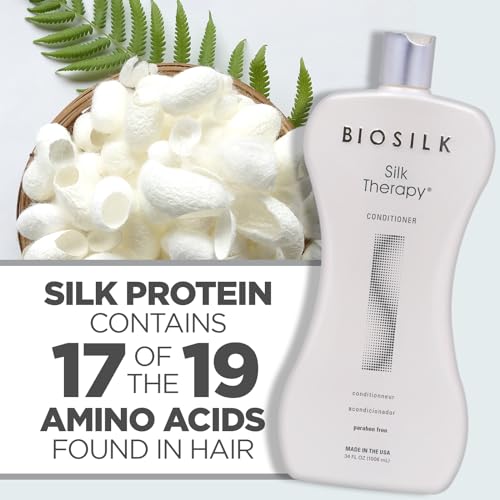 BioSilk Silk Therapy Duo Set, Shampoo & Conditioner for Gentle Cleansing, Moisturizing & Shiny Hair, Smooth, Replenished Hair, Sulfate-Free, Paraben-Free, Cruelty-Free, 12 Oz Each (Pack of 2)