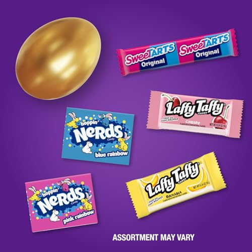 Wonka Golden Egg Plastic Egg Hunt Mix, Candy Variety Pack Prefilled Easter Eggs, Pack of 12