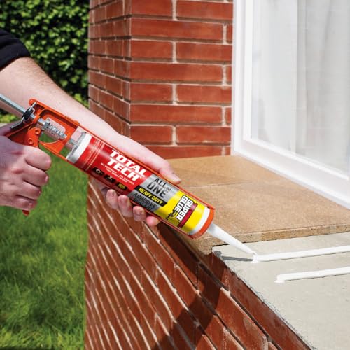 Total Tech, White, 9.8oz Cartridges, Heavy-Duty Construction Adhesive & Sealant Caulk, Flexible, All-Weather, Watertight, UV-Resistant, High Strength, Instant Grab, Ideal for Pools, Bathtubs