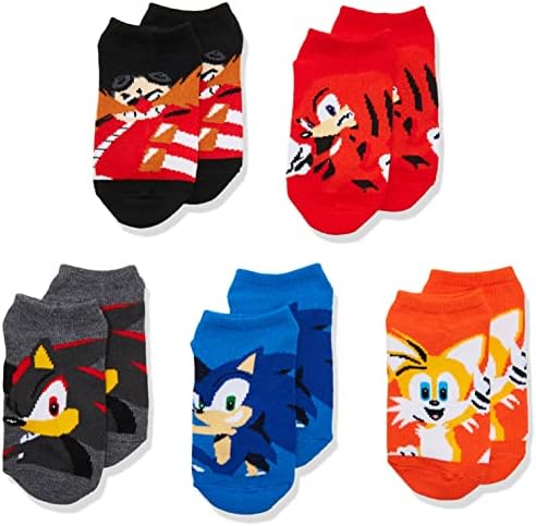Sonic The Hedgehog boys 5 Pack No Show Socks