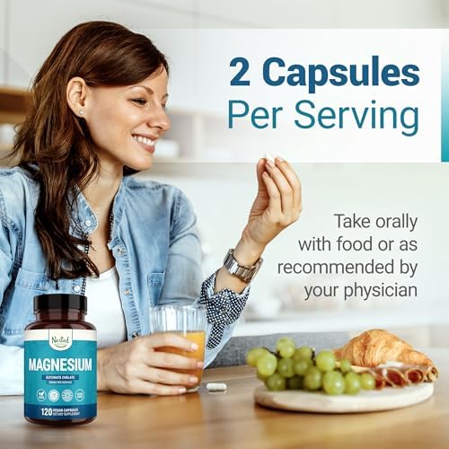 Nested Naturals Magnesium Glycinate Chelate - 200mg Chelated Magnesium Supplement for Muscle Cramps, Relaxation, & Sleep Support - 100% Albion TRACCS Buffered Magnesium Glycinate - 120 Vegan Capsules