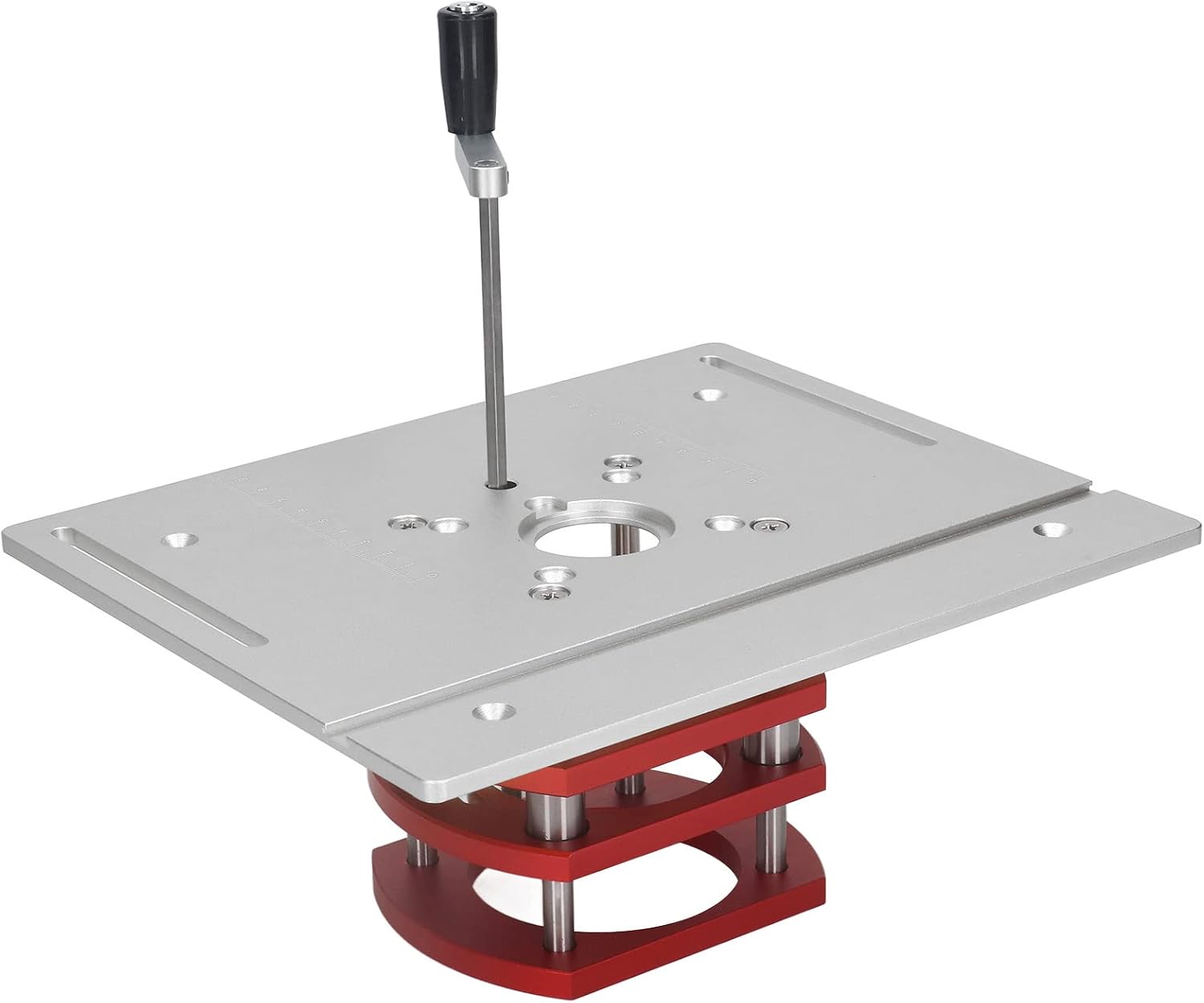 Kreg Router Table Lift Compatible, Aluminum Alloy Manual Router System Kit with Crank Handle for Easy Adjustment, Ideal for Small Trimming Machines Silver
