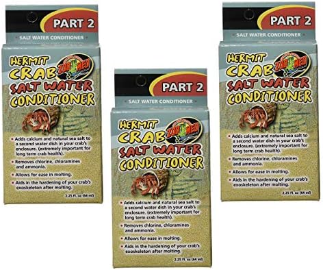 (3 Pack) Zoo Med Hermit Crab Salt Water Conditioner, 2.25-Ounce Each