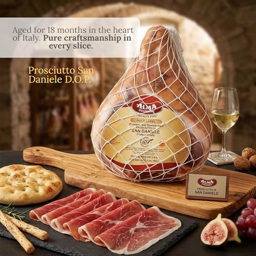 Prosciutto di San Daniele D.O.P. - Boneless Whole Ham – Authentic Italian Prosciutto, Dry-Cured Pork Leg Aged 18 Months