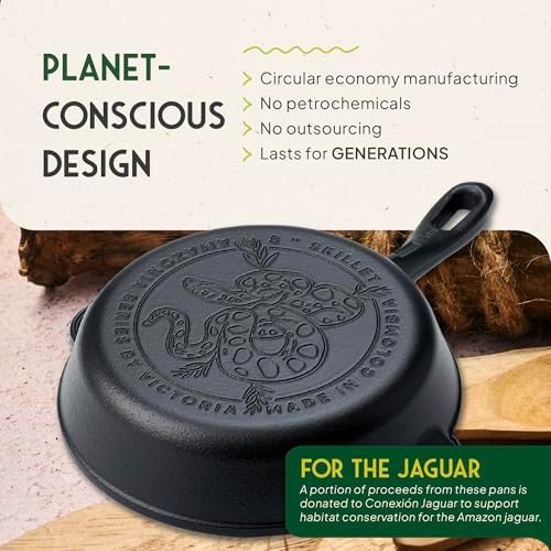 Victoria 10-Inch Cast Iron Skillet, Pre-Seasoned Cast-Iron Frying Pan with Long Handle, Made in Colombia | Pan with Long Handle, Made in Colombia