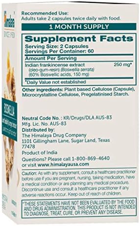 Himalaya Boswellia Extract Supplement for Joint Health, 250 mg,120 Capsules
