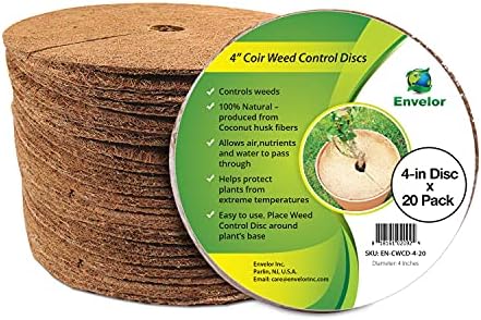 Envelor 20 pcs Coconut Fibers Mulch Ring 4 Inches Tree Protector Mat Coconut Mulch Cover Natural Coconut Fiber Weed Control Rings, Tree Ring Plant Cover for Indoor Outdoor Plants, Pot, Landscaping