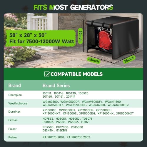 Generator Cover Portable Waterproof,Generator Rain Cover for Outside,Universal Generator Cover for Most Portable Generators 5000-10000 Watt(32"L x 24"W x 24"H)