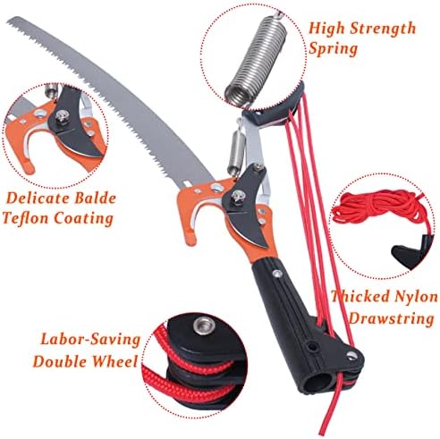 Manual Pole Saw Attachment & Rope Pole Pruner Head, Pole Not Included
