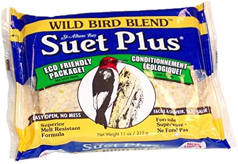 ST. ALBANS BAY SUET PLUS Variety Pack of 4 Flavors of Suet Cakes for Wild Birds 11 Ounces Each