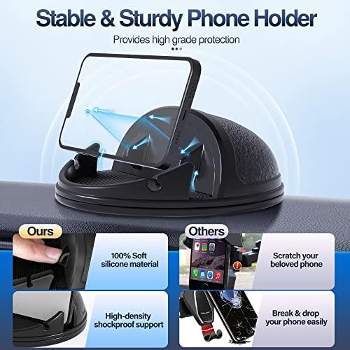 Loncaster Car Phone Holder, Car Phone Mount Silicone Car Pad Mat for Various Dashboards, Slip Free Desk Phone Stand Compatible with iPhone, Samsung, Android Smartphones, GPS Devices and More, Black