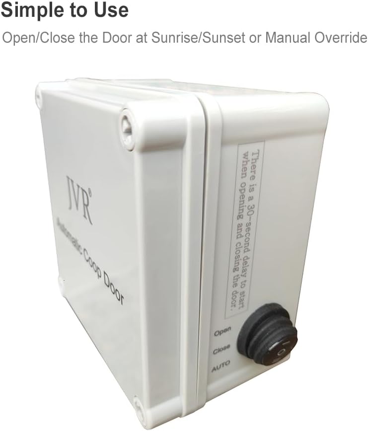 JVR Automatic Chicken Coop Door, Light Sensor Dusk to Dawn, Anti-Pinch Auto