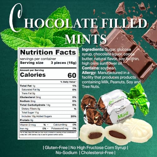 SweetGourmet Premium Chocolate Filled Mints, Arcor Hard Candy, 2 Pound | After-Dinner Treat, ~80 Pieces per Pound, Candy Buffet Ready, Assorted Wrappers, Resealable Bag