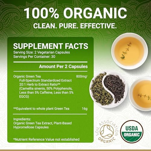 USDA Organic Green Tea Extract, Natural EGCG, Low Caffeine