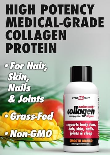 HEALTH DIRECT AminoSculpt Sugar-Free Liquid Collagen, Tart Cherry, 30 oz | High-Potency Collagen for Men & Women. Supports Hair, Skin, Nails & Joints. Medical-Grade, No Mixing, Non-GMO & Grass-Fed
