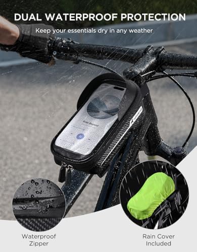 whale fall Bike Frame Bag Waterproof, 3D EVA Hard Shell, Bike Phone Holder