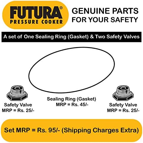 Hawkins Plastic Futura Rubber Gasket For 3L Pressure Cooker And Safety Valve (Black), 3 Liter