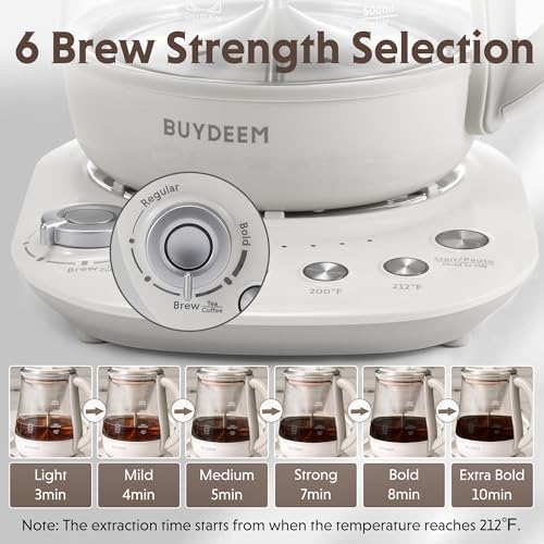 BUYDEEM K2423 Tea Maker, 5 Temperature Settings, Removable Infuser, 1.2L