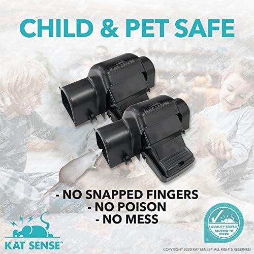Kat Sense Covered Rat Trap & Chipmunk Trap, Prevents Accidental Triggering with Tunnel Design, Quick Action Pest Control Device
