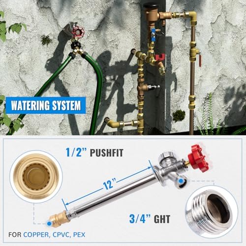 SUNGATOR 8 Inch Frost Free Sillcock, 1/2" Push Connect x 3/4" GHT Hose Bibb