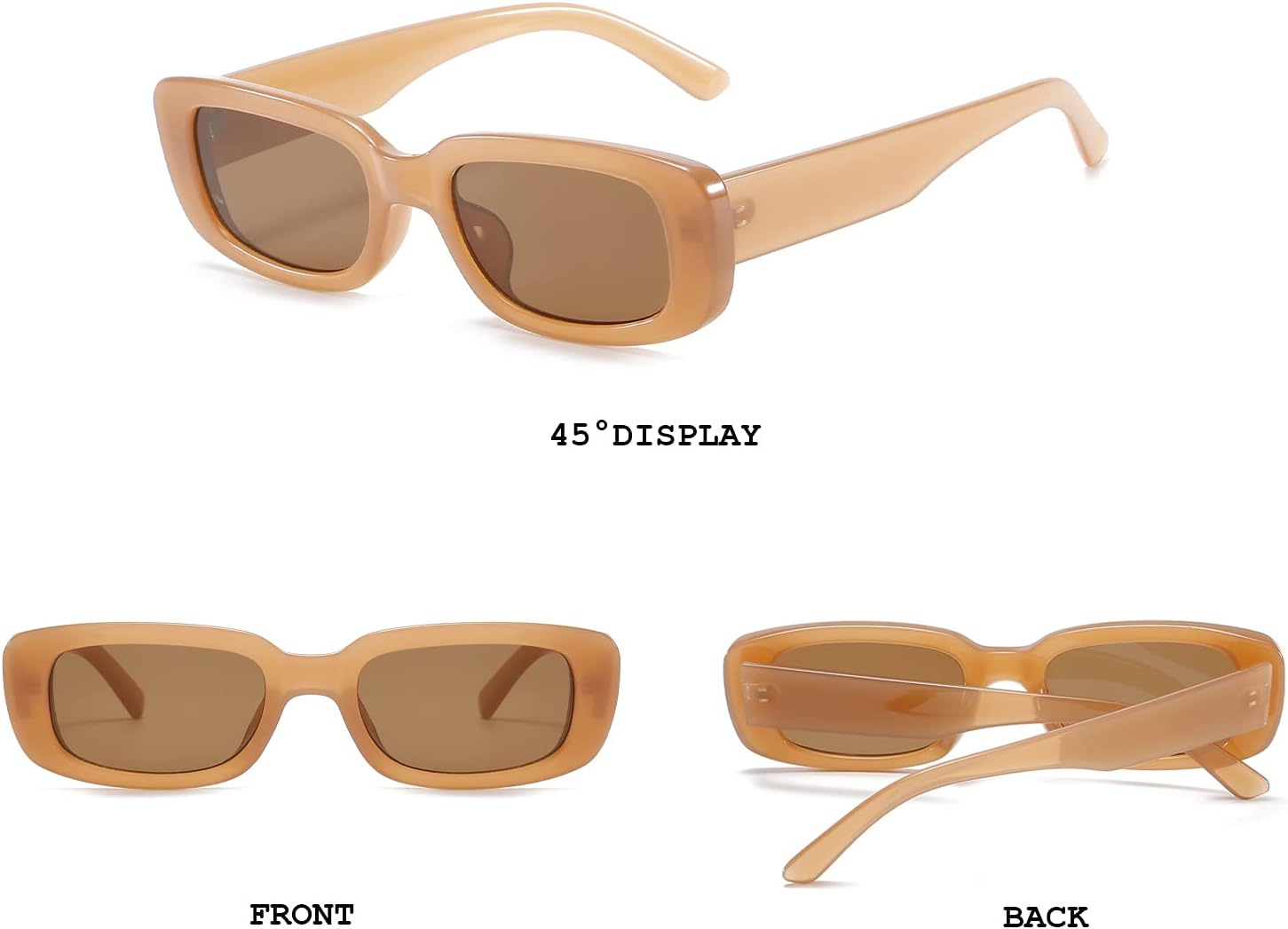 BUTABY Rectangle Sunglasses for Women Retro Driving Glasses 90’s Vintage Fashion Narrow Square Frame UV400 Protection