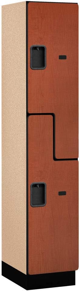 Salsbury Industries 2-Tier S-Style Extra Wide Designer Wood Locker with One Wide Storage Unit, 6-Feet High by 18-Inch Deep, Mahogany
