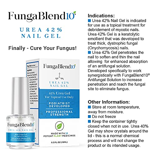 FungaBlend 10 - Urea 42% Nail Gel to Cure Fungus Faster - Delivers Antifungal Medication Directly to Fungus - Quick Results Topical Solution for Toe