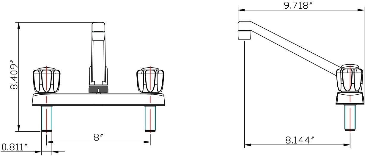 Dura Faucet DF-PK600S-BQ RV Two Handle Kitchen Sink Faucet (Bisque) | Smoked acrylic knobs give smooth, precise control of flow. Bisque Parchment. Plated ABS plastic (not metal).