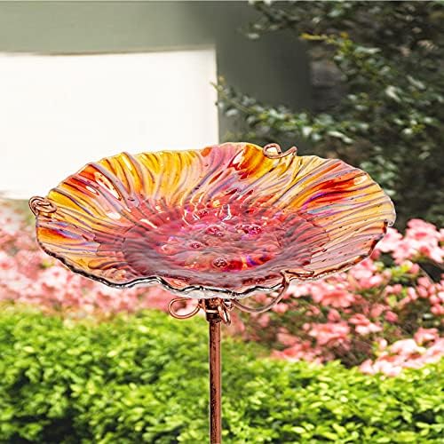 MUMTOP Glass Bird Bath for Outside, Blue Bird Feeder Birdbaths for Oudoors