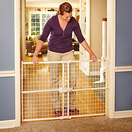 Toddleroo by North States - Quick-Fit Extra-Wide Wire Mesh Wooden Baby Gate: Pressure Mounted Baby Gate for Doorways - Adjustable 29.5 to 50 Inches