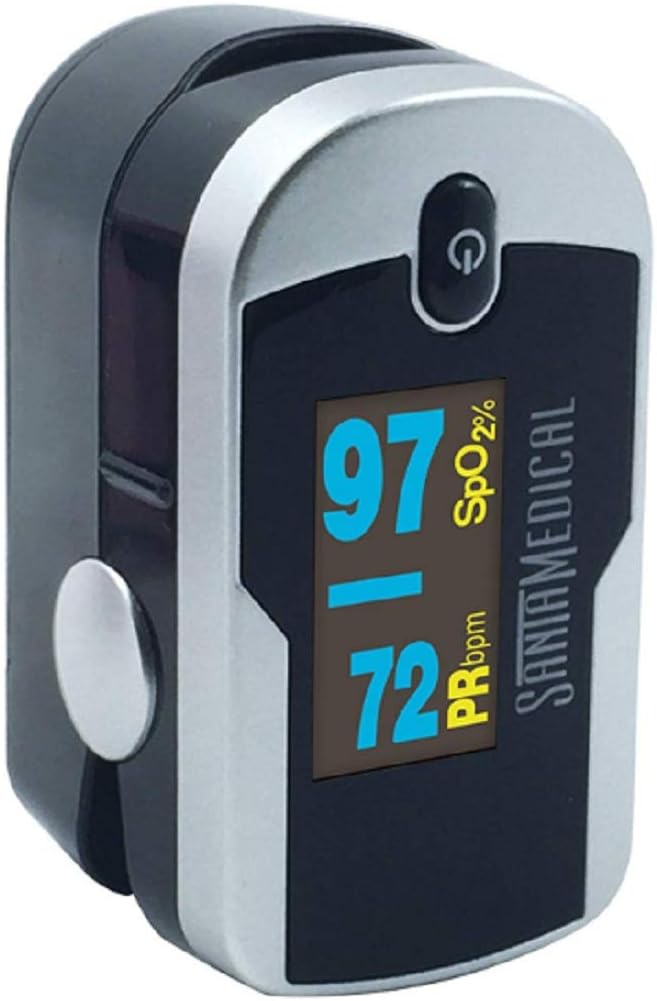Santamedical Generation 2 Fingertip Pulse Oximeter with Lanyard | Oximetry Blood Oxygen Saturation Monitor with Batteries
