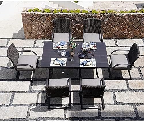 Grand patio 4 Pieces Outdoor Patio Metal Dining Chairs, C-Spring Motion Wicker Dining Chairs Set of 4 with Seat Cushions for Lawn Garden Backyard Deck
