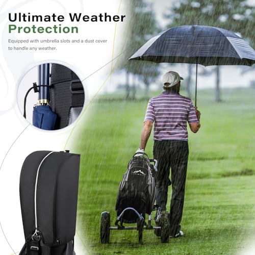 Golf Cart Bag, 14-Way Divider Top, Large Storage | Umbrella Holder,Handles