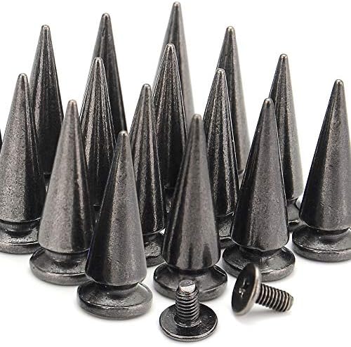 YORANYO 20 Sets 25MM Silver Color Metallic Spikes and Studs 1" Metal Bullet Cone Spikes Screw Back Large Punk Studs and Spikes for Clothing Shoes