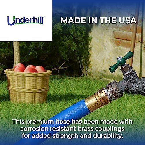 UltraMax Commercial Garden Water Hose 50 ft, Lightweight, Flexible, Anti-Kink, All Weather, 1200 psi, H75-050B, 3/4 Inch x 50 ft, Blue