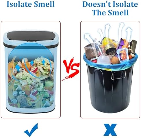 Kitchen Trash Can | Stainless Steel 13 Gallon Trash Can | 50L Touch Free Garbage Can with Lid | Electronic Sensor High Capacity Trash Bin for