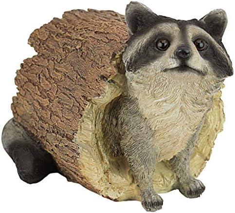 Design Toscano Bandit the Raccoon Indoor/Outdoor Garden Animal Statue, 10 Inch Long, Cast Stone Resin, Full Color Finish