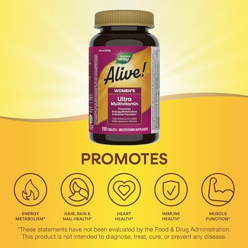 Nature's Way Alive! Women's Ultra Multivitamin, High Potency, 60 ct | Complete Daily Women's Vitamins, Promotes Energy Metabolism and Muscle Function*, Vitamin A, C, D, Methylated B12