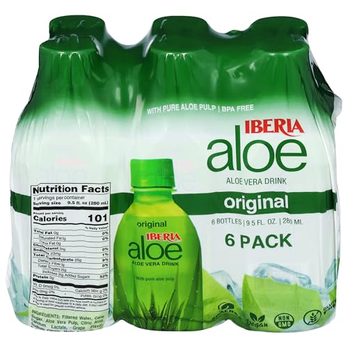 Iberia Aloe Vera Juice Drink With Aloe Pulp, Pineapple, 9.5 Fl Oz (Pack of 6)