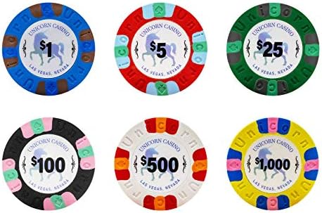 DA VINCI Unicorn All Clay Poker Chip Set with 500 Authentic Casino Weighted 9 gram Chips, Black ABS Case, 2 Decks of Plastic Playing Cards
