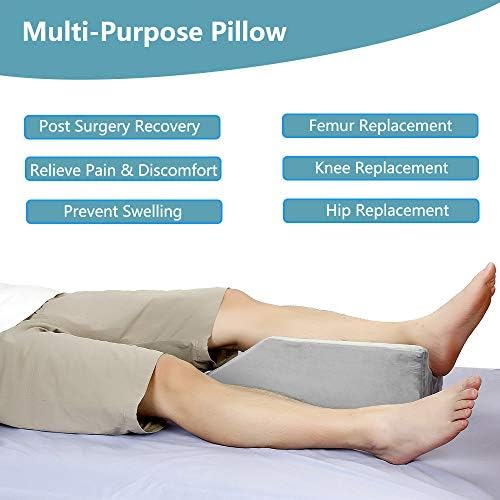 Zelen Elevation Pillow Bed Wedge for Legs Sleeping Foam Wedge Elevated Pillows Ortho Cushion Riser Knee Ankle Support Rest Legs Bolster Elevator
