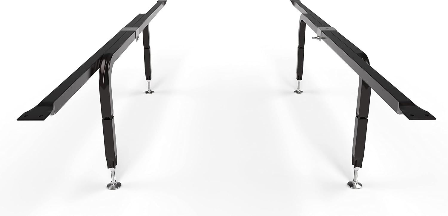 Bed Slats Center Support System | Adjustable Length & Height Tubular Steel with 4 Legs | Fits Full, Queen, King & California King Bed Frames