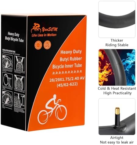 YUNSCM 29" Heavy Duty Bike Tubes 29x1.75/2.40 29 inch Bicycle Tubes for 28/29x1.75/1.95/2.0/2.1/2.125/2.25/2.3/2.40 MTB, Gravel