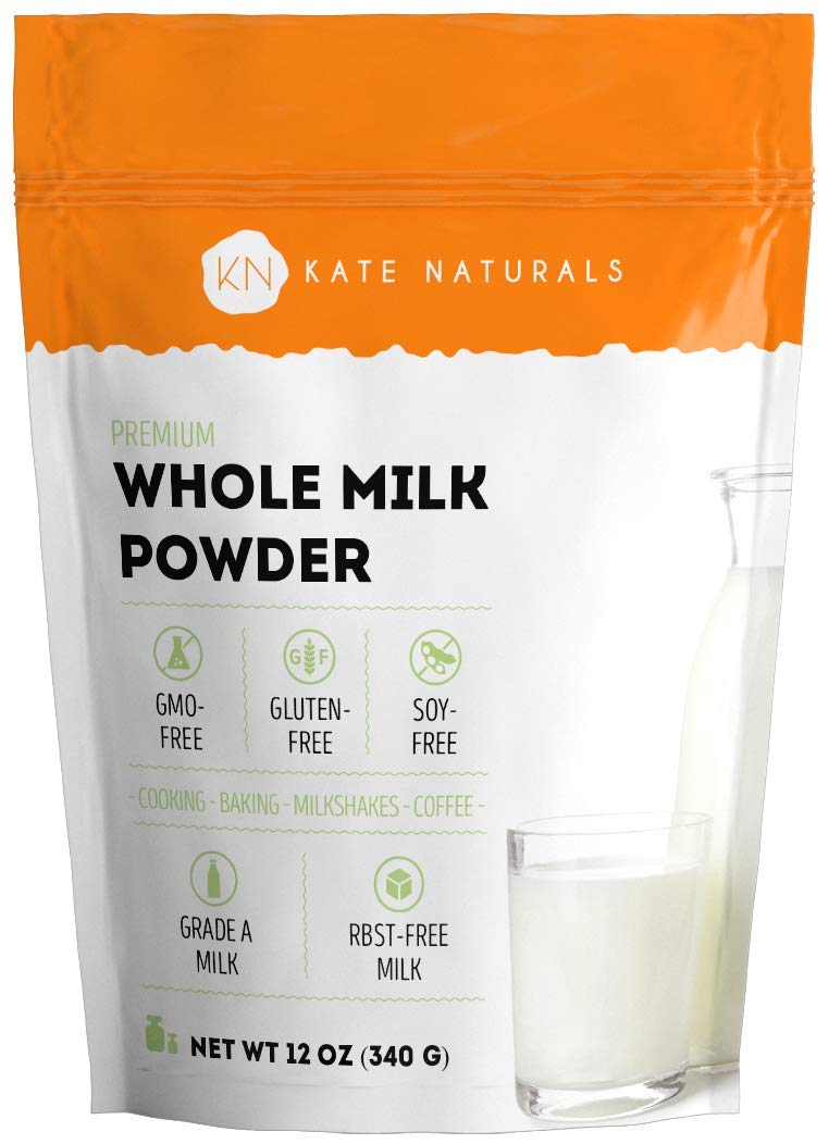 Kate Naturals Dry Whole Milk Powder for Baking, Coffee & Milkshakes (12oz)