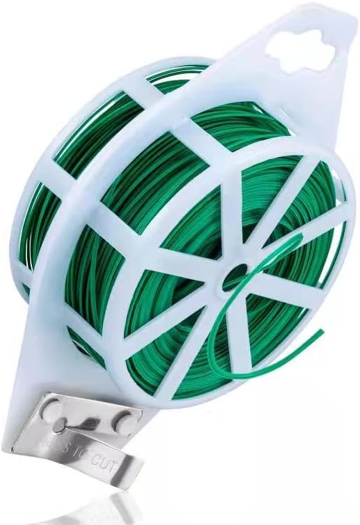 328 Feet (100m) Garden Plant Twist Tie with Cutter Reusable for Plants Growth and Care, Tie Wire Reel for Home and Office Cable Organization