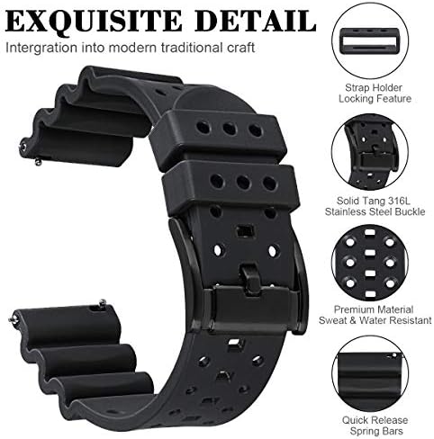 HUAFIY Silicone Watch Band 20mm22mm24mm FKM Rubber Watch Band for Men Women