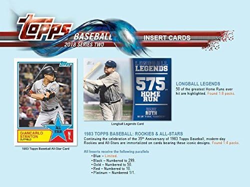2018 Topps Baseball Series #2 Unopened Blaster Box with 10 Packs and One Exclusive Independence Day Commemorative Flag Patch Card and Possible