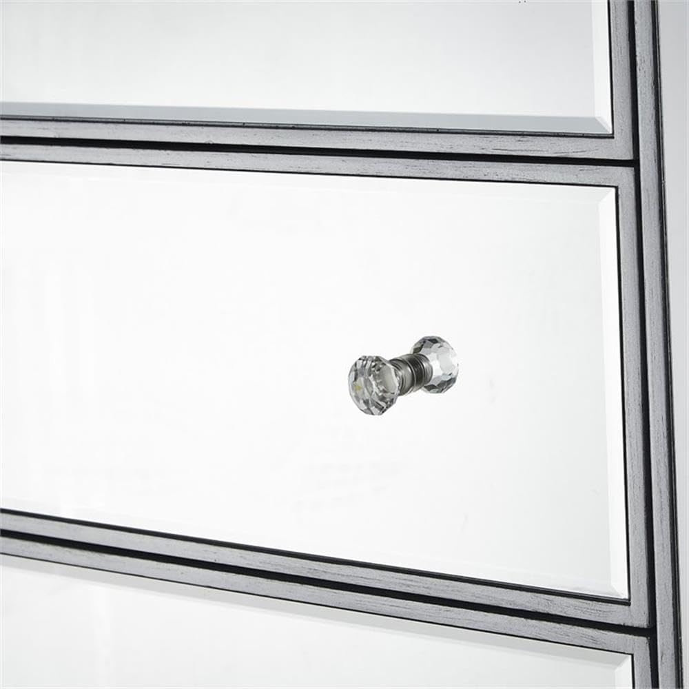 Reflexion 5 Drawer 48" Mirrored Chest in Antique Silver