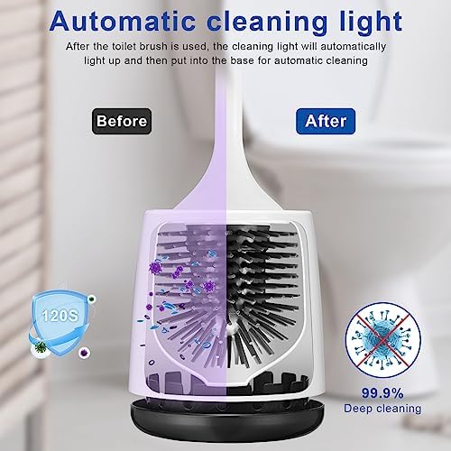 Electric Toilet Brush, Silicone Toilet Brush, Toilet Bowl Brush and Holder Set with Ventilated Holder, Toilet Brush, Floor Standing